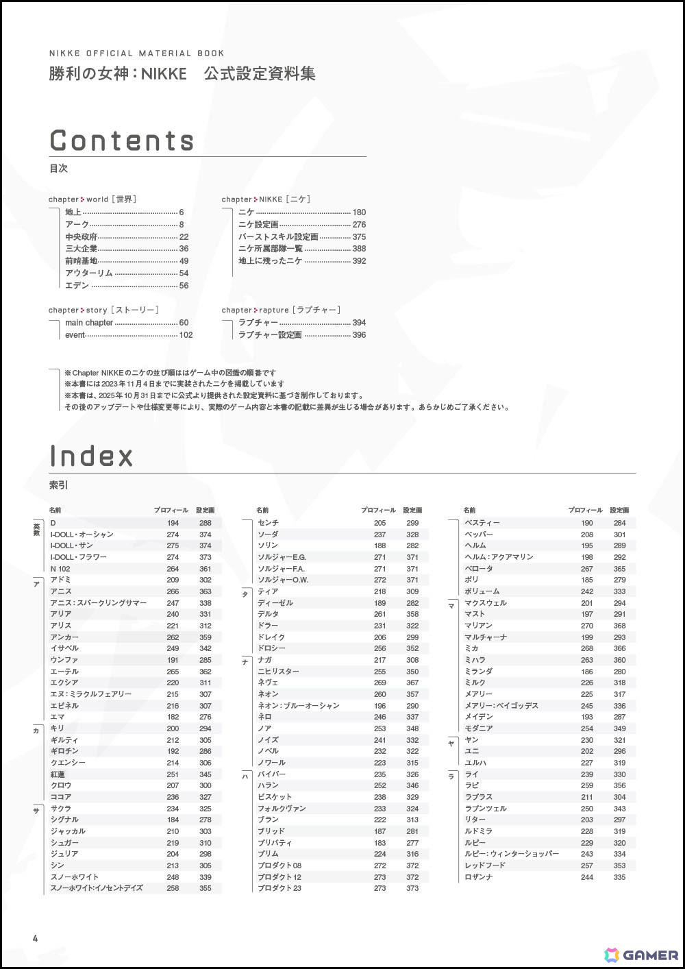 ニケのキャラクター設定画と初期案