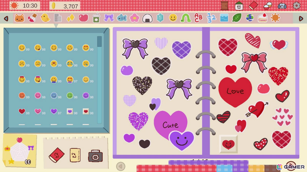 どうぶつの友達とのシール交換画面