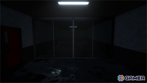 異変駐車場のゲーム画面、暗い通路