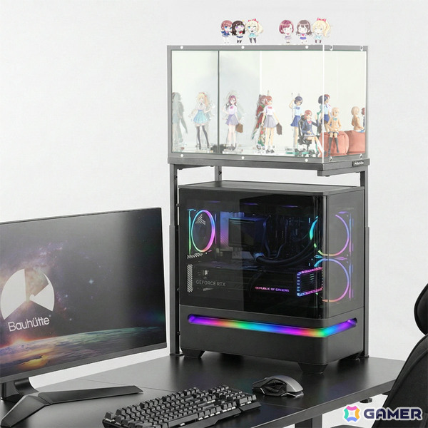 手前に柱を設けない3本足構造のPC上ラック「BHP-50R」が登場！別売のピラーレスフィギュアケースと連結して“空中展示場”にすることもの画像10