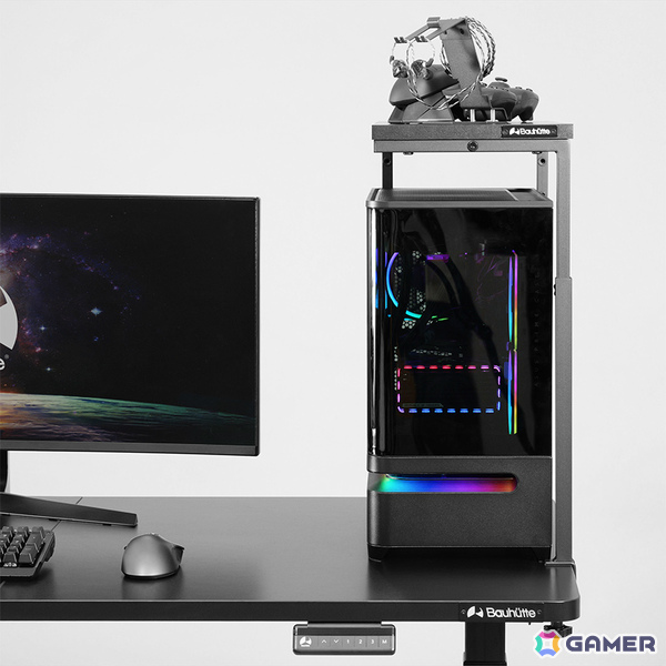 Bauhutte PC上ラック BHP-50Rの3本足構造とPCのライティング