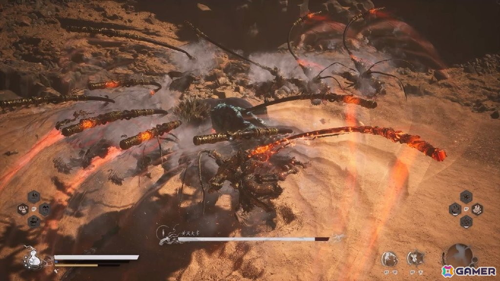 巨大なボスと対峙する悟空の姿