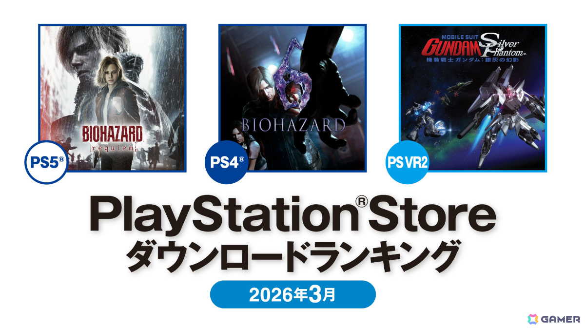 2026年3月のPS Store ダウンロードランキングが発表！PS5で「バイオハザード レクイエム」、PS4で「バイオハザード6」が1位を獲得の画像