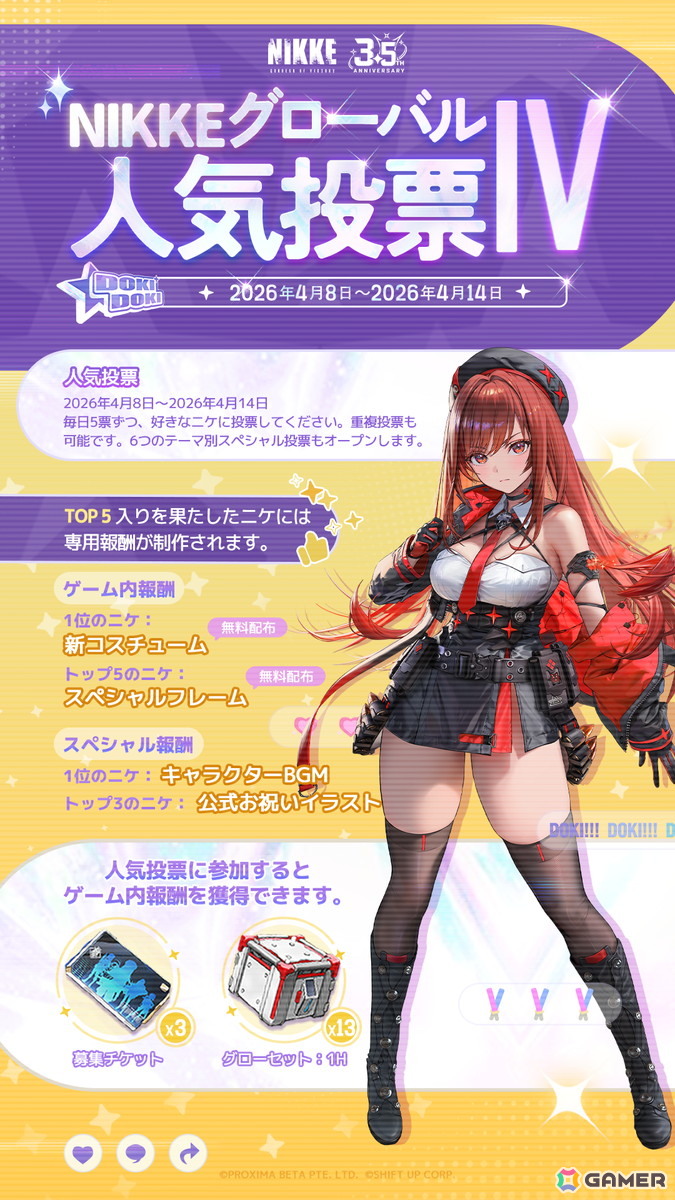 「勝利の女神：NIKKE」で“最も愛されるニケ”を決める第4回グローバル人気投票が開催！結果は4月18日の3.5周年記念特別生放送内で発表の画像