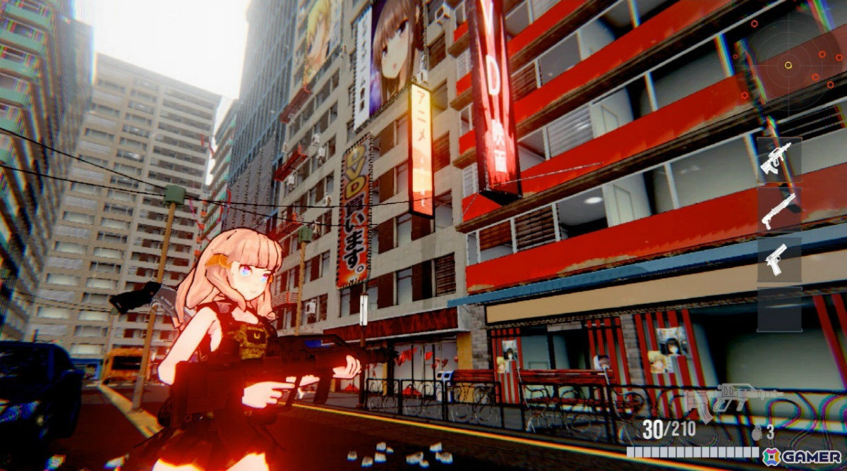 巨大な都市で美少女たちが熾烈な銃撃戦を繰り広げるアニメ風TPS「カワイイフォース リバティライン」がSwitchで配信中!の画像