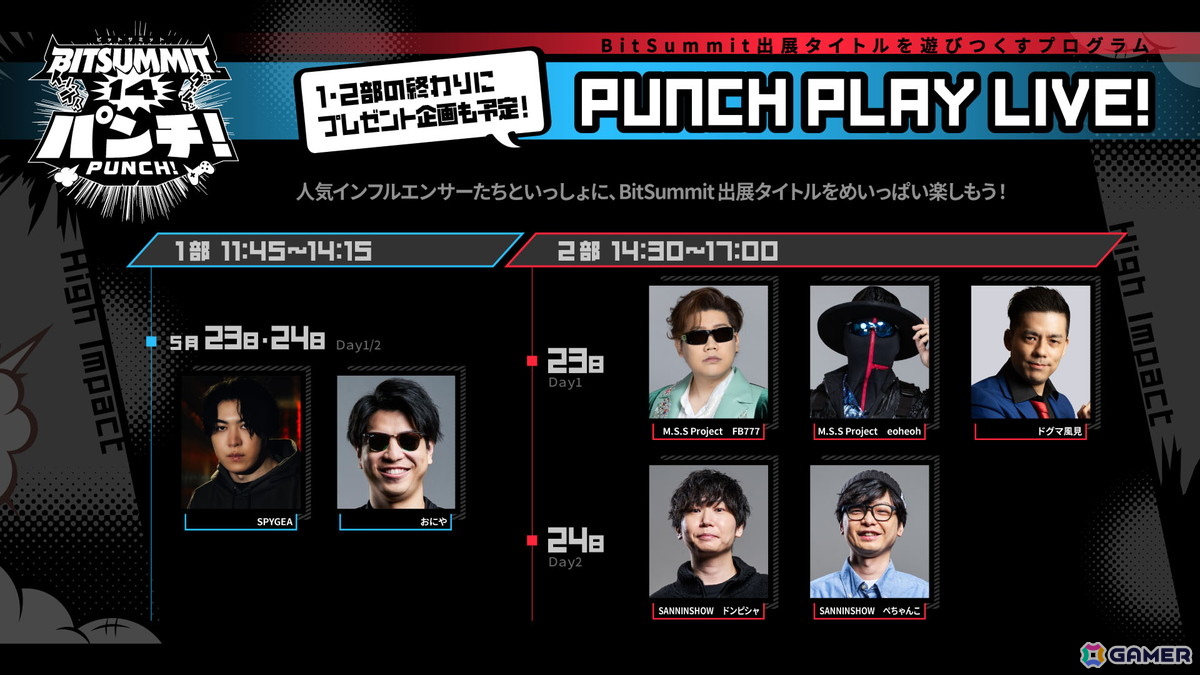 「BitSummit PUNCH」のオフィシャルPRサポーターズが発表!SANNINSHOW、M.S.S Project、SPYGEAさんらが会場でのイベントに参加の画像