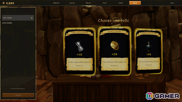 Thieves and Goldのゲームプレイ画面、UI表示