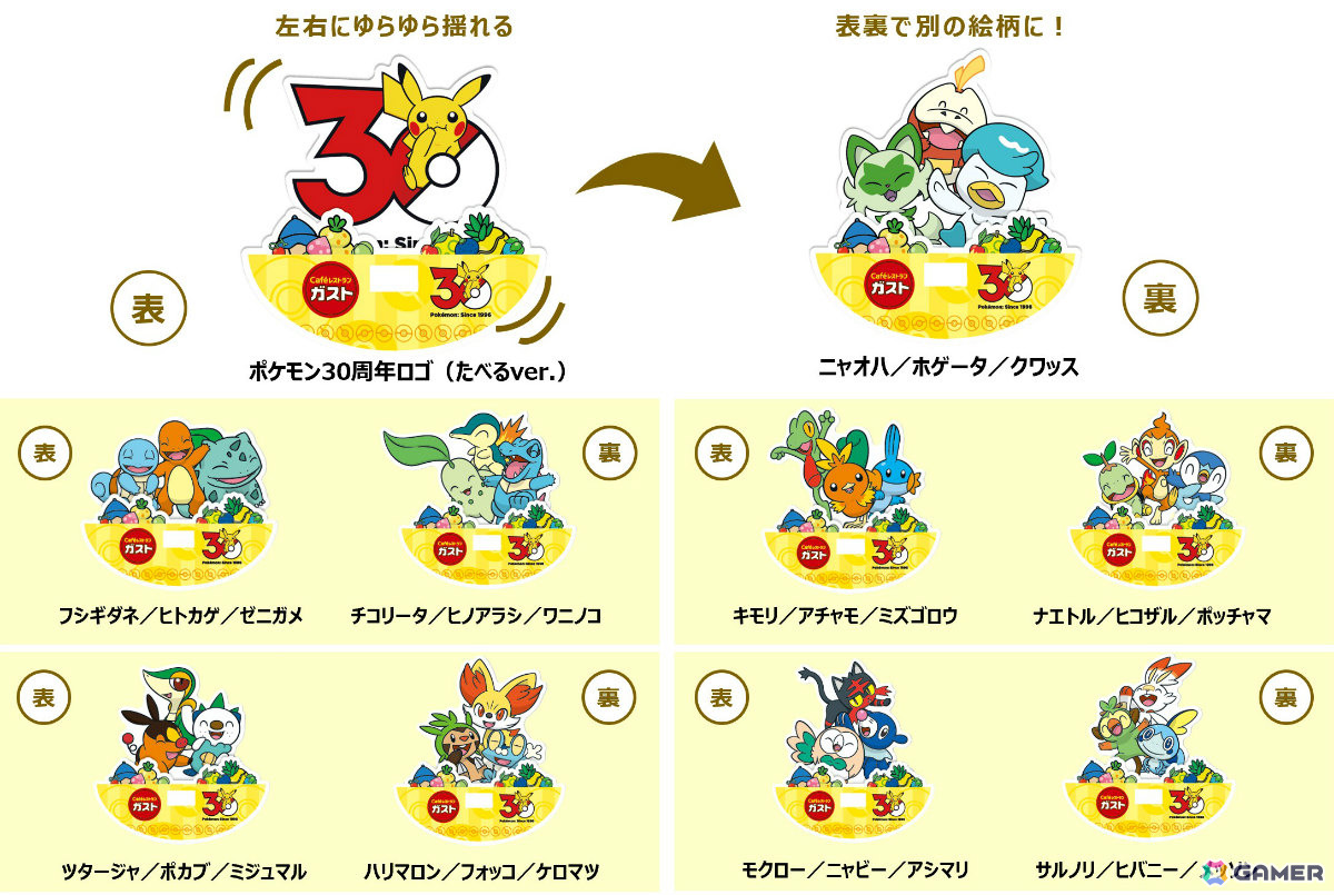 ガスト×ポケモン30周年キャンペーンが4月23日より全店で開催！ピカチュウのしっぽ型カッターでホイルを開くチーズINハンバーグなどのメニューが登場の画像