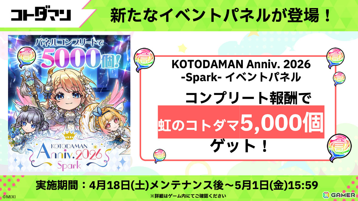 「コトダマン」8周年記念イベントが4月18日より開催！虹属性のグランドコトダマン・ンヘループ（天佑）が登場、虹のコトダマ5,000個を獲得可能なイベントパネルもの画像13