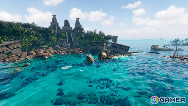 Corsair CoveのUI画面。資源や建設メニューが表示されている。