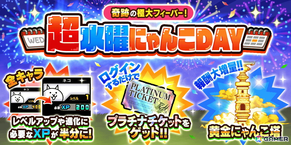 にゃんこ大戦争」でイベント「超水曜にゃんこDAY」が開催！ログインで