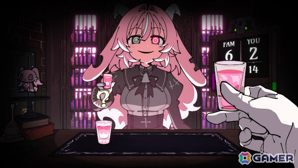 ロシアンルーレット飲みサバイバル「PUKEY GODDESS SHOT TRICK」が2026年に発売!ヤンデレ悪魔を相手に魂を吐くか吐かせるかの極限の駆け引きを展開しようの画像