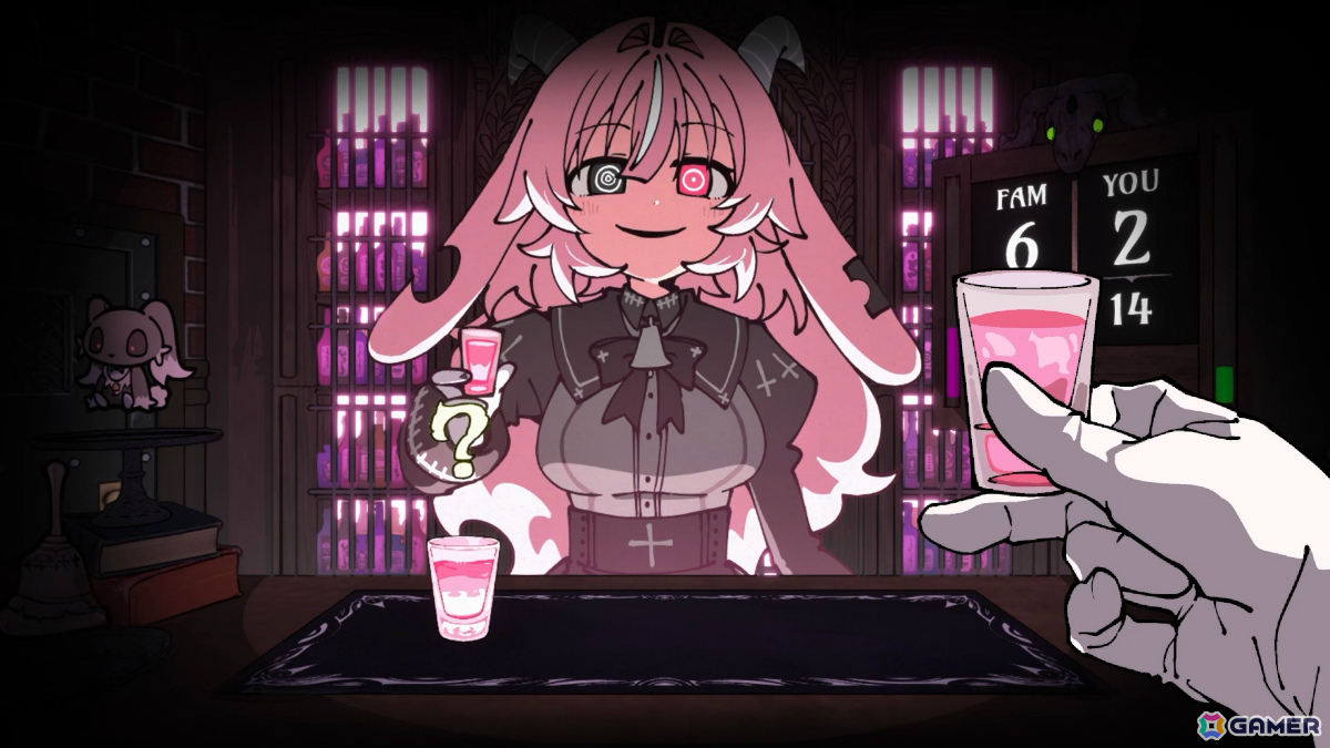 ロシアンルーレット飲みサバイバル「PUKEY GODDESS SHOT TRICK」が2026年に発売！ヤンデレ悪魔を相手に魂を吐くか吐かせるかの極限の駆け引きを展開しようの画像2