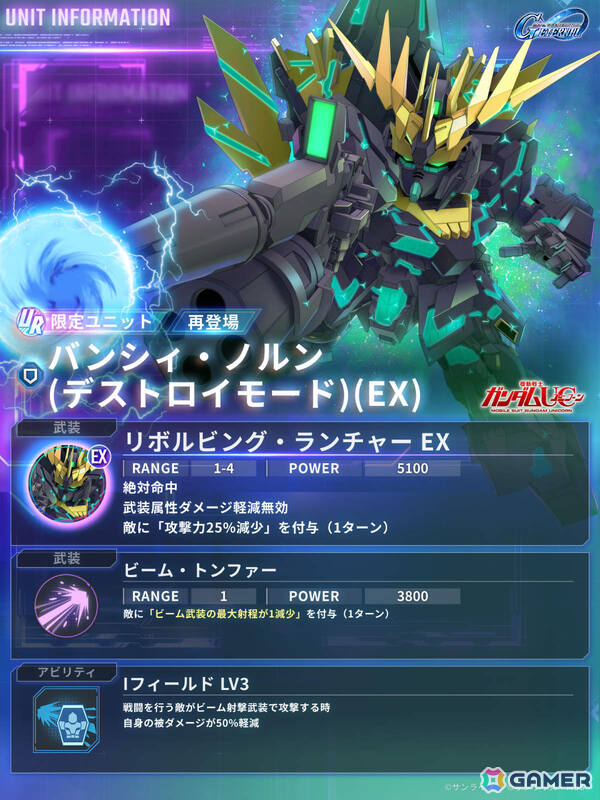 「SDガンダム ジージェネレーション エターナル」メインステージ「機動戦士ガンダムNT［ナラティブ］」が追加！の画像