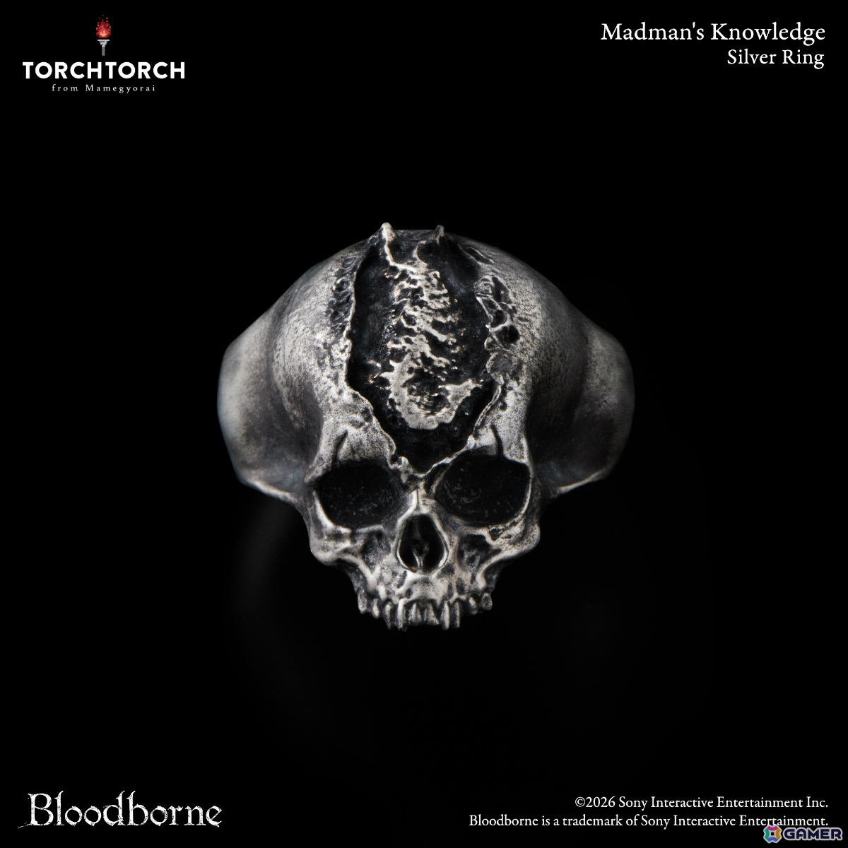 「Bloodborne」狂人の智慧がシルバーリングになって登場！異様に変形した頭蓋骨の妖しい空気感を巧みに再現の画像