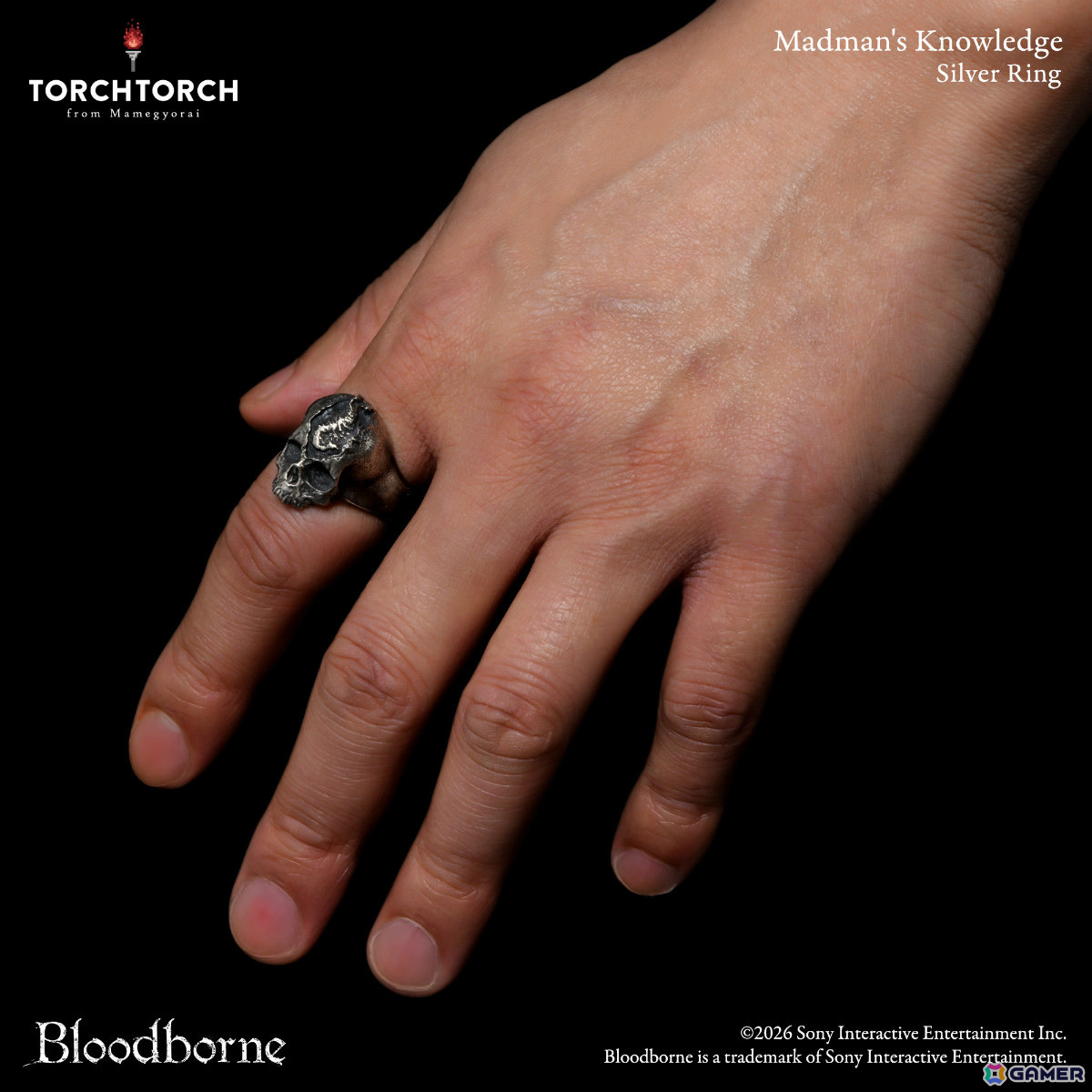 「Bloodborne」狂人の智慧がシルバーリングになって登場！異様に変形した頭蓋骨の妖しい空気感を巧みに再現の画像