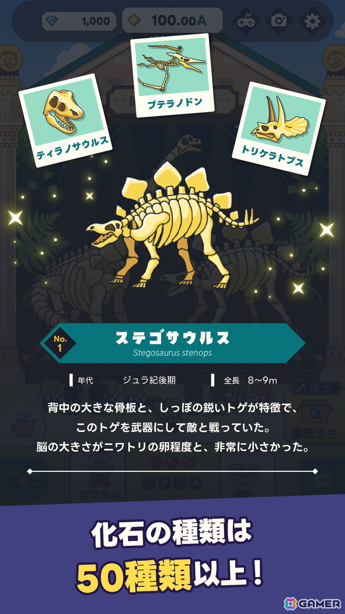 発掘×経営ゲーム「ほりほり博物館」が配信！50種類以上の化石を見つけ出し博物館作りを楽しもうの画像