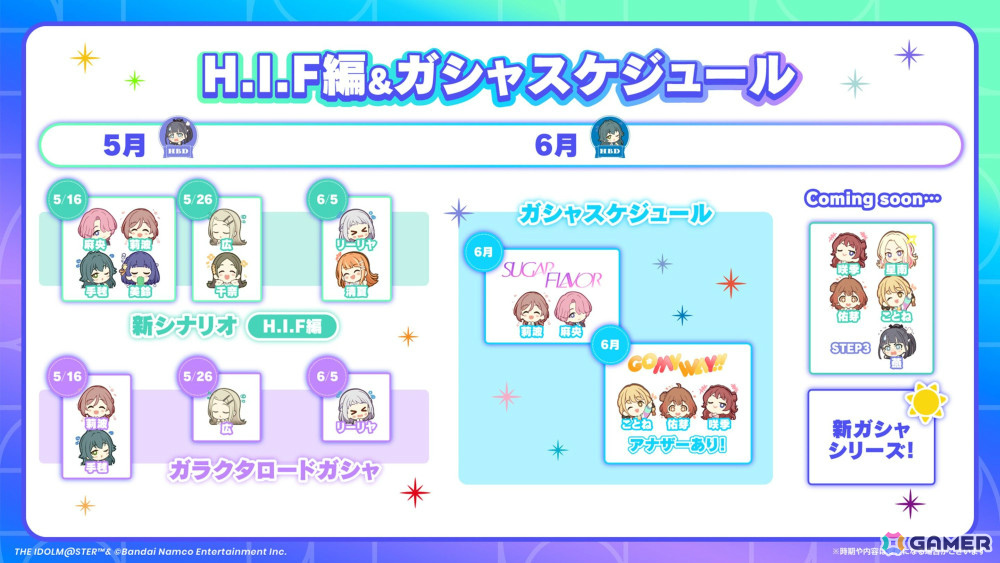 「学マス」H.I.F編は5月16日より順次実装！まずは手毬、美鈴、麻央、莉波が登場、OPアニメや新曲「ガラクタロード」、フェス限定ガシャ、2周年情報も発表にの画像