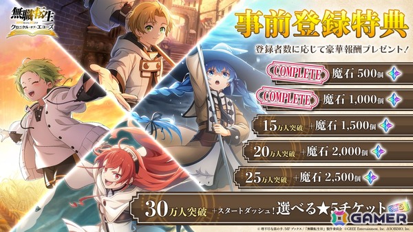 「無職転生 ～異世界行ったら本気だす～ クロニクル・オブ・エコーズ」の事前登録者数が10万人を突破！魔石合計1,500個の配布が決定の画像2