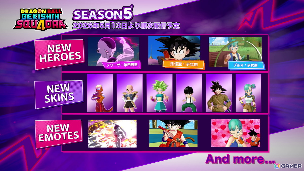 「ドラゴンボール ゲキシン スクアドラ」のシーズン5がスタート！フリーザ：第四形態・孫悟空：少年期・ブルマ：少女期が登場の画像