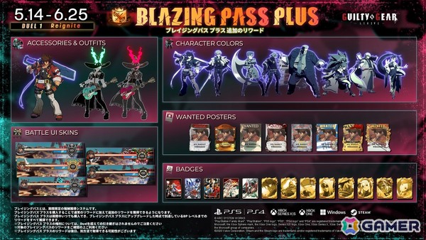 「GUILTY GEAR -STRIVE-」で新機能「ブレイジングパス」が実装！プレイに応じて報酬を獲得可能の画像2