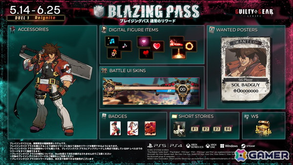 「GUILTY GEAR -STRIVE-」で新機能「ブレイジングパス」が実装！プレイに応じて報酬を獲得可能の画像3