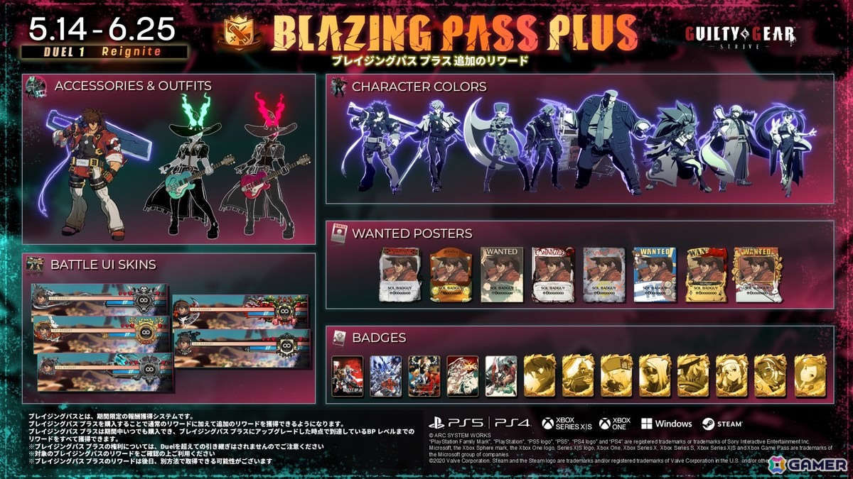 「GUILTY GEAR -STRIVE-」で新機能「ブレイジングパス」が実装！プレイに応じて報酬を獲得可能の画像