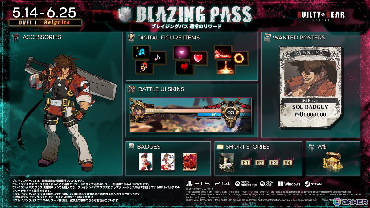 「GUILTY GEAR -STRIVE-」で新機能「ブレイジングパス」が実装！プレイに応じて報酬を獲得可能の画像