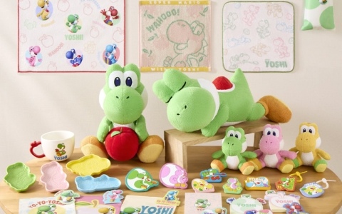 ヨッシーだけの一番くじ「スーパーマリオ with YOSHI」が5月23日より順次発売！りんごを抱えてお座りした姿のぬいぐるみなどがラインナップ