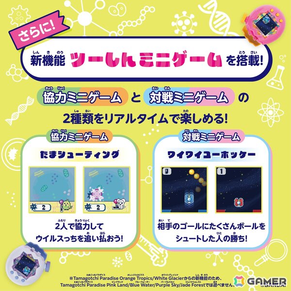 「Tamagotchi Paradise」友だちと協力＆対戦ができる新機能「ツーしんミニゲーム」を搭載した「Orange Tropics/White Glacier」が7月11日に発売！の画像2