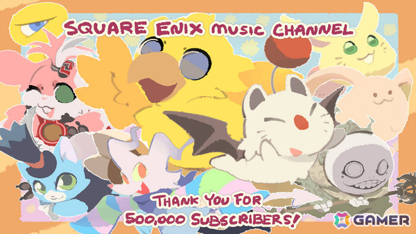 YouTube「SQUARE ENIX MUSIC」チャンネルの登録者数が50万人を突破！Temmie氏による描き下ろしお祝いイラストが公開の画像1