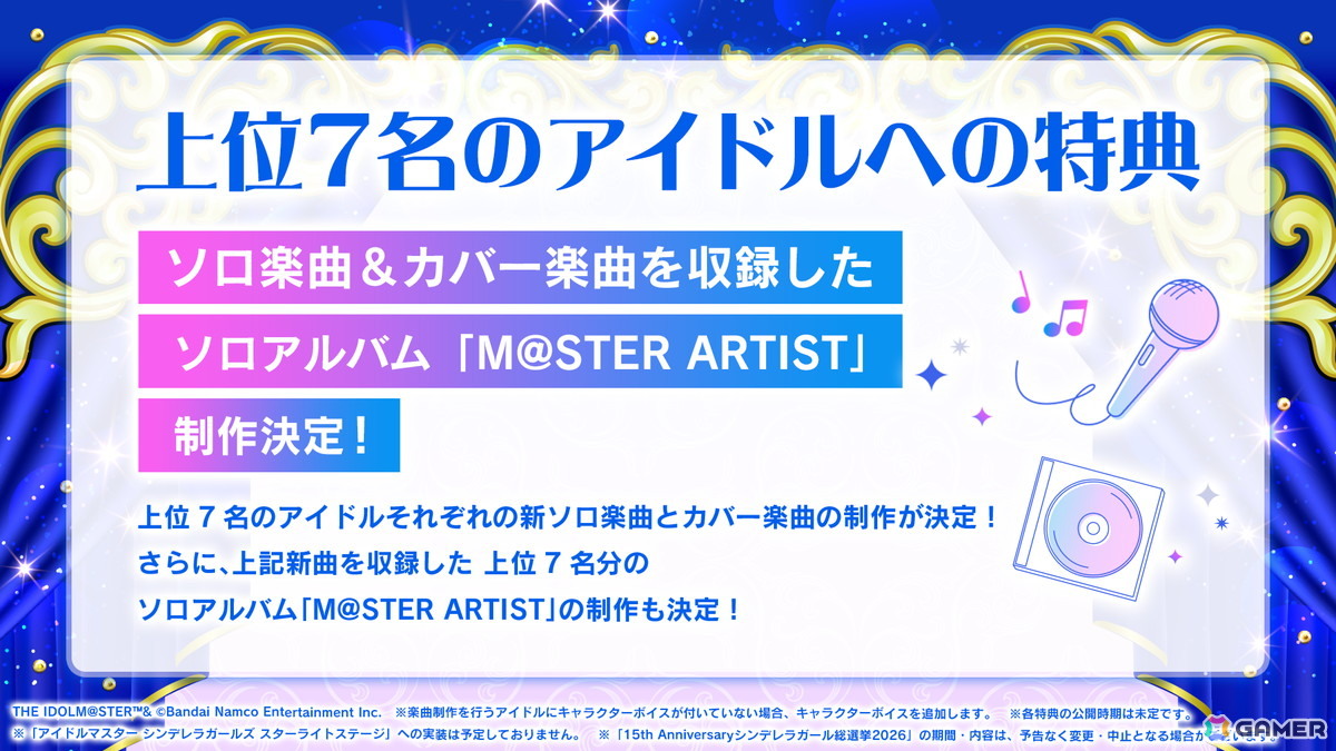 「デレマス」15th Anniversary シンデレラガール総選挙2026の投票システムが公開！上位アイドル入賞特典などの情報もの画像