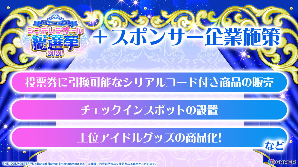 「デレマス」15th Anniversary シンデレラガール総選挙2026の投票システムが公開！上位アイドル入賞特典などの情報もの画像