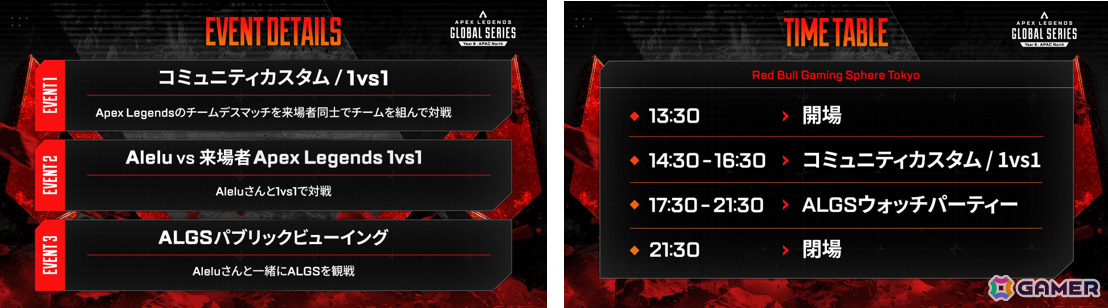 「ALGS Year 6 APAC North 予選決勝」パブリックビューイングの詳細が発表！Red Bull Gaming Sphere TokyoにはAleluさんが出演の画像