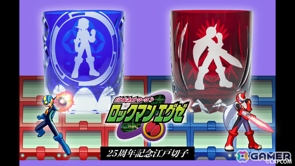 「ロックマンエグゼ」25周年を記念した江戸切子グラスの受注販売がYuruwaで開始！ロックマンとブルース、各150個限定で登場の画像1