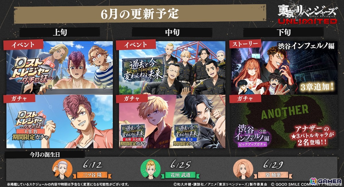 「東京リベンジャーズUNLIMITED」新 祐樹さん、林 勇さん、石谷 春貴さんがゲストの「アンリベ特集」が6月5日に配信!新シナリオの追加もの画像