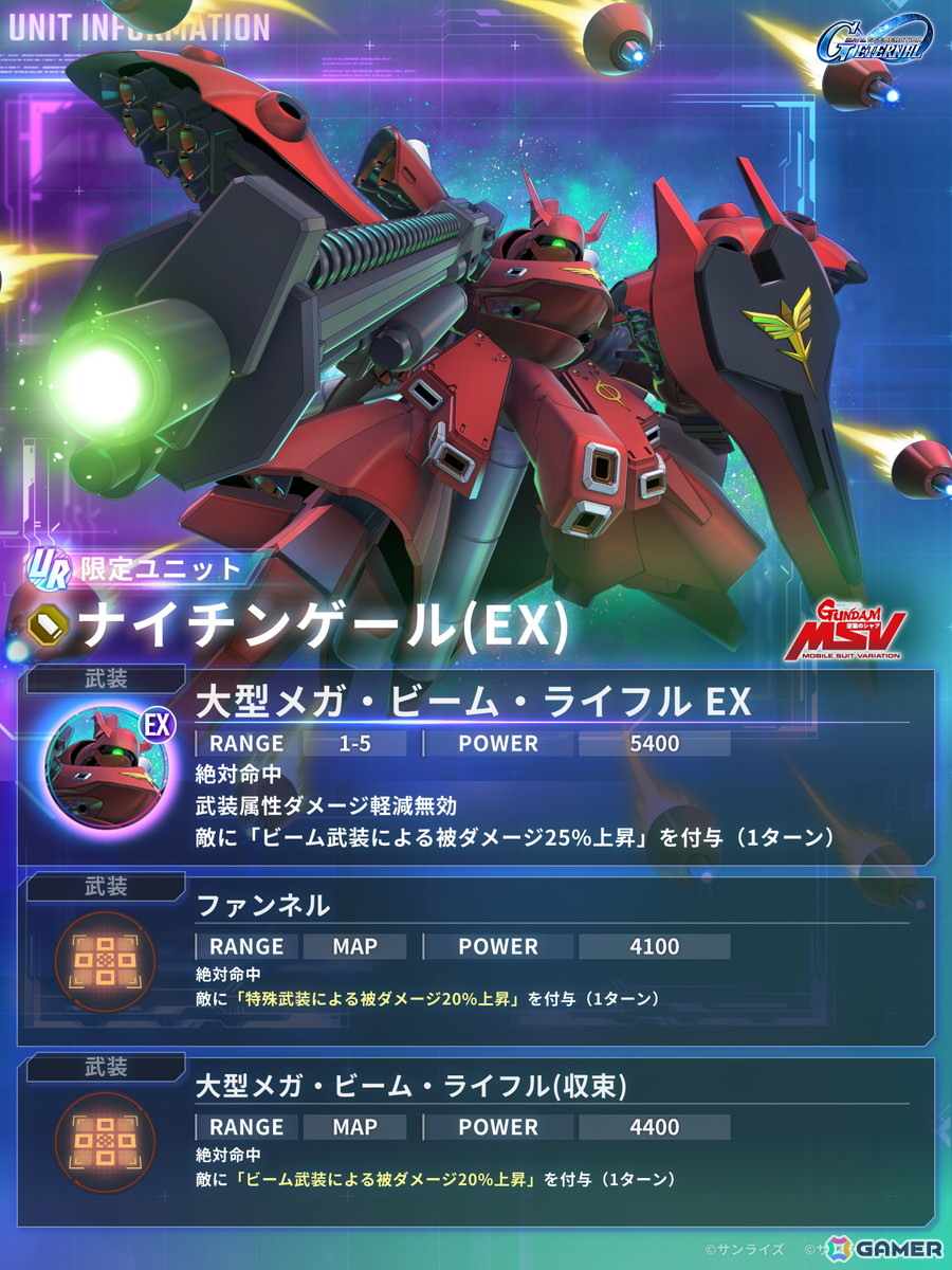 「SDガンダム ジージェネエターナル」にUR「ナイチンゲール（EX）」やUR「νガンダム（ダブル・フィン・ファンネル装備型）（EX）」が登場！の画像4