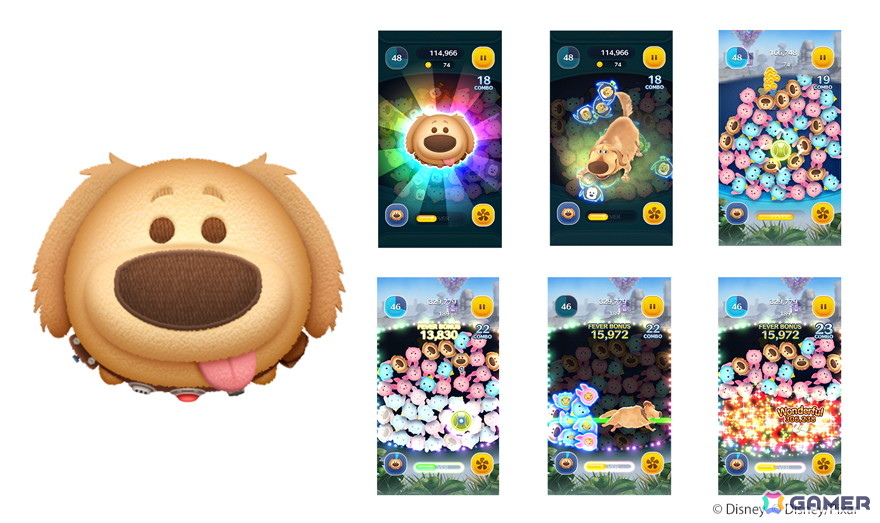 「LINE:ディズニー ツムツム」にヒーロースタイルスティッチ〈変身〉(リロ&スティッチ)、ダグ(カールじいさんの空飛ぶ家)が登場!の画像
