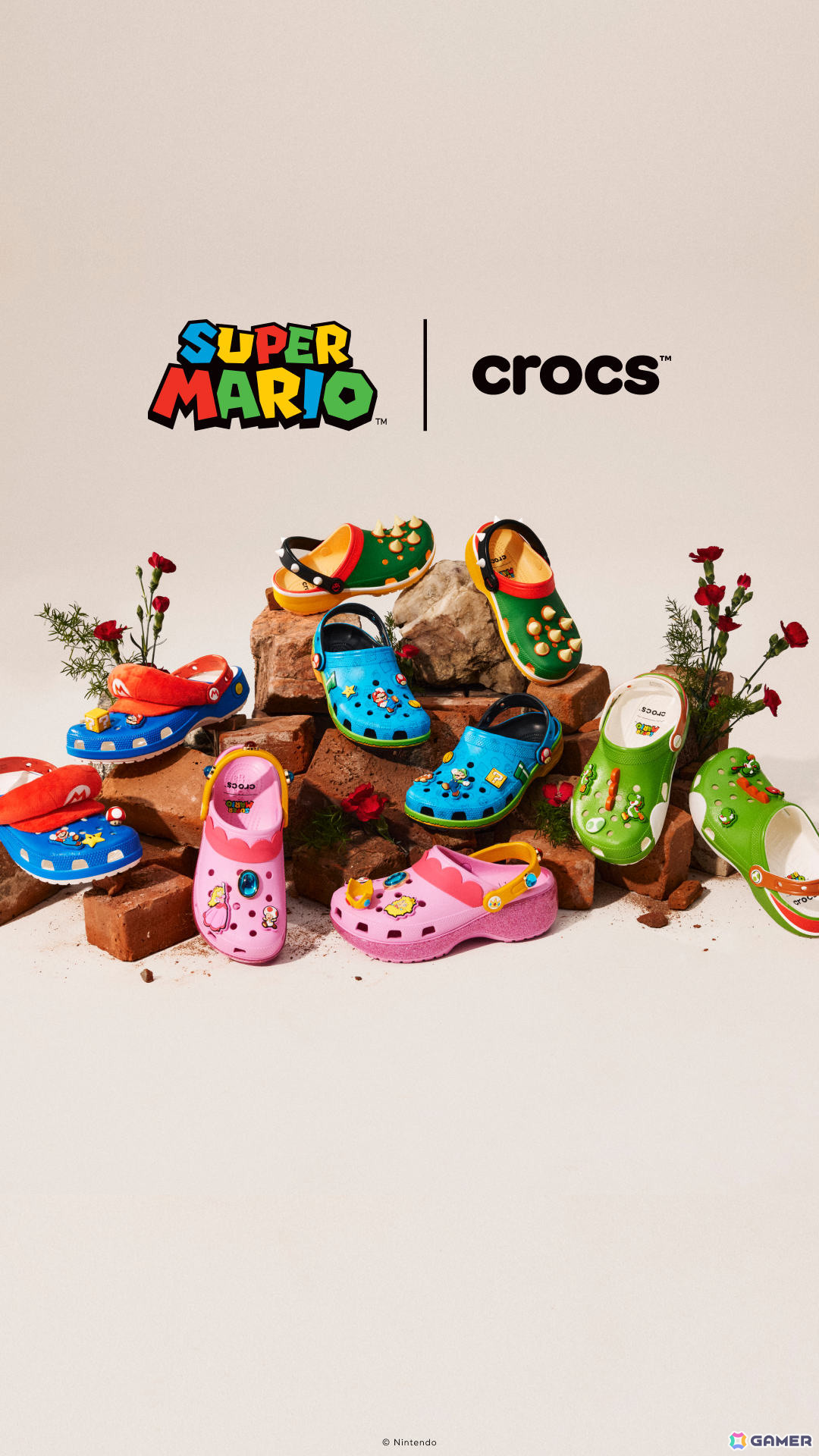 クロックスと「スーパーマリオ」のコラボアイテムが7月16日に発売！マリオやピーチ、ヨッシー、クッパといったキャラクターたちがモチーフにの画像