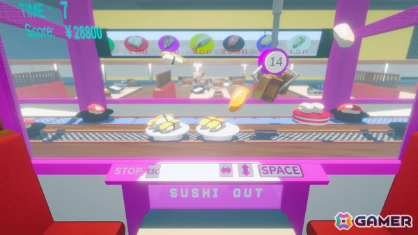 レーンを流れるお寿司をクレーンで捕まえる物理演算コメディゲーム「お寿司クレーンゲーム」が7月13日にSteamでリリース！SteamNextフェスにも参加の画像