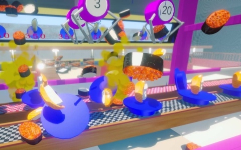 レーンを流れるお寿司をクレーンで捕まえる物理演算コメディゲーム「お寿司クレーンゲーム」が7月13日にSteamでリリース！SteamNextフェスにも参加