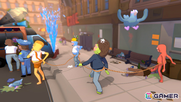 ロープで繋がれた酔っ払いたちが帰宅を目指す最大4人協力のアクションゲーム「Friendly Steps」デモ版がSteamで配信！の画像