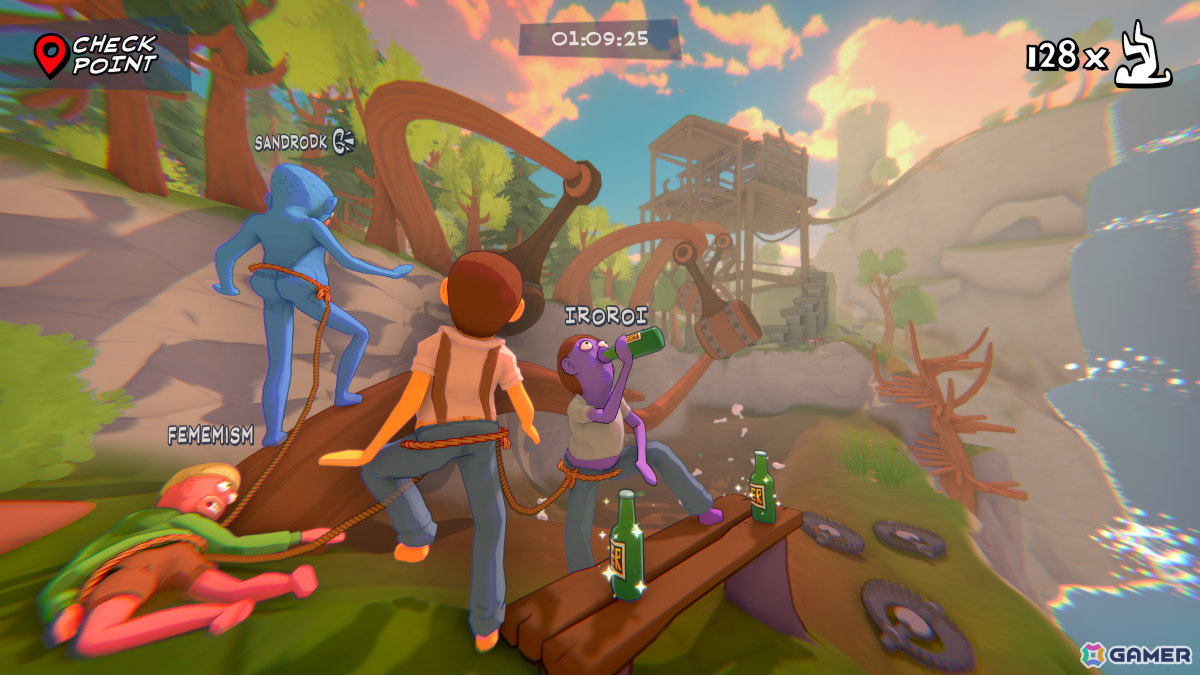 ロープで繋がれた酔っ払いたちが帰宅を目指す最大4人協力のアクションゲーム「Friendly Steps」デモ版がSteamで配信！の画像7