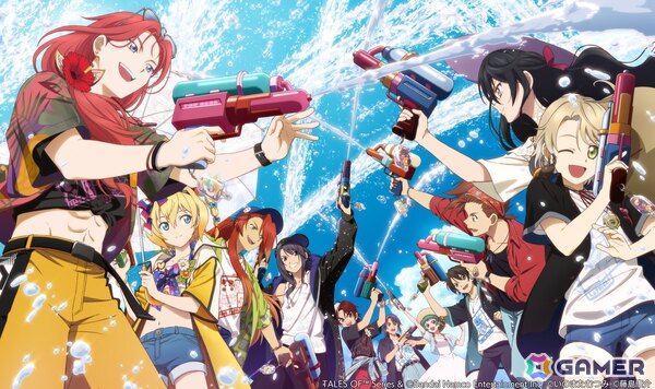 「テイルズ オブ フェスティバル 2026」のイベントキービジュアル/描きおろし等身イラストが公開！水鉄砲を手に夏らしい装いに身を包んだ特別な描きおろしにの画像2