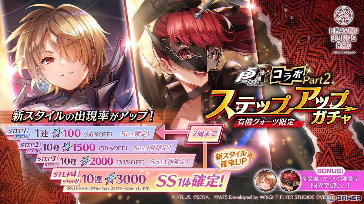 「ヘブバン」で「ペルソナ5 ザ・ロイヤルコラボガチャ Part2」が開催!ヴァイオレットと茅森月歌がコラボスタイルで登場の画像