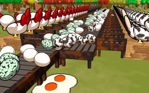 カオスな養鶏自動化ゲーム「Billion Egg Farm」無料デモ版が公開！ニワトリから産まれた卵をコンベアで運び売上10億を目指せ