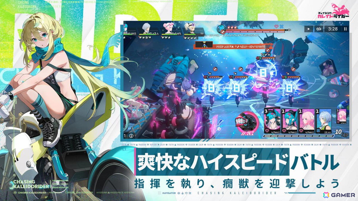 ハイスピードで爽快な戦略カードバトル。セミリアルタイム制の戦略カードバトルを採用。属性ダメージやブレイク、総攻撃などのシステムが組み合わさり、手軽ながら奥深い戦略性を楽しめます。