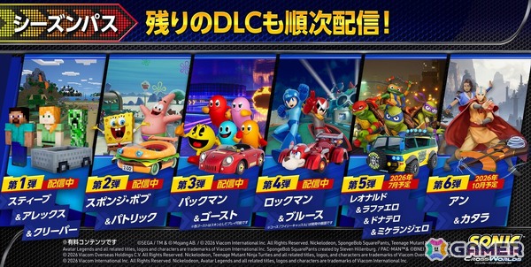 「ソニックレーシング クロスワールド」シーズンパス2は2026年秋より配信！第1弾で「ゴジラ」、第2弾で「エヴァンゲリオン」とのコラボが決定の画像3