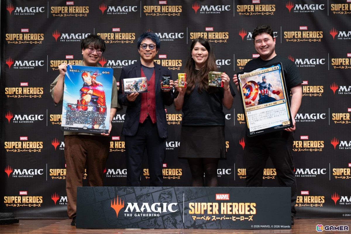 「マジック:ザ・ギャザリング | マーベル スーパー・ヒーローズ」発売PRイベントが開催!田村淳さんがマジックプロ・行弘賢さんといち早く対戦の画像