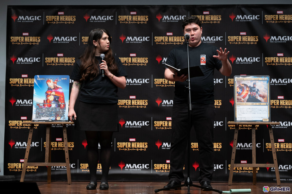 「マジック:ザ・ギャザリング | マーベル スーパー・ヒーローズ」発売PRイベントが開催!田村淳さんがマジックプロ・行弘賢さんといち早く対戦の画像